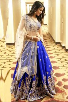 Lehenga Set Electric Blue and Gold Size LARGE